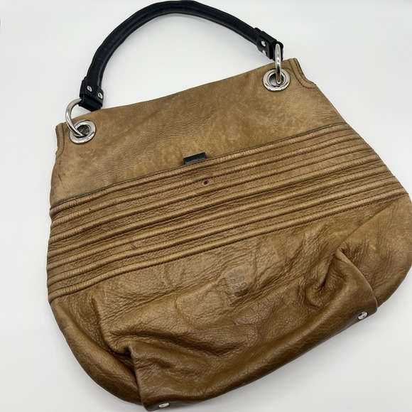 Gorgeous Vintage Orla Kiely Brown Embossed Leather Handbag Large - Picture 2 of 10